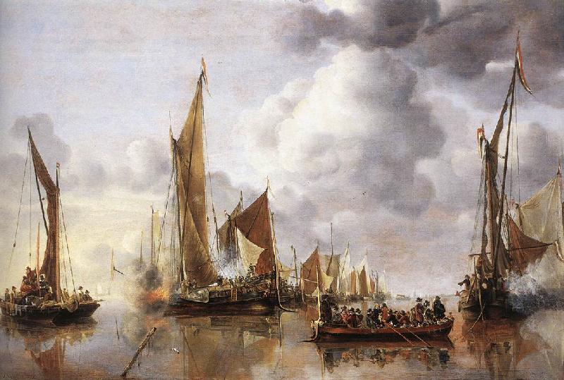 CAPELLE, Jan van de The State Barge Saluted by the Home Fleet df